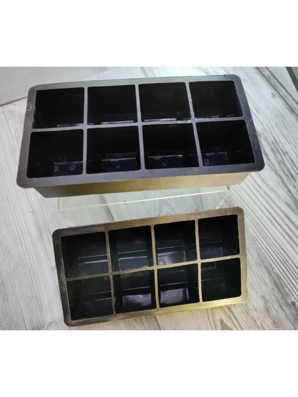 2 Pack Large Silicone Ice Cube Trays, 2-Inch Cubes - Whiskey & Cocktails, Black